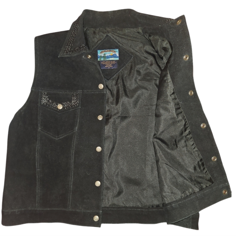 Shaver Lake Suede Leather Vest Black Large - Picture 5 of 6